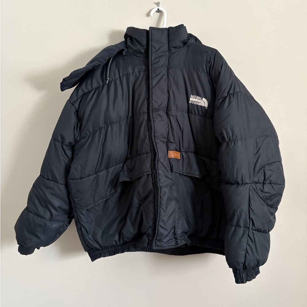 VTG Natural Down by Goose Down USA Mens Puffer Jacket XL Black 90s
